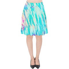 Blue Background Art Abstract Watercolor Velvet High Waist Skirt