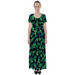 St  Patricks Day Clover Pattern High Waist Short Sleeve Maxi Dress by Valentinaart