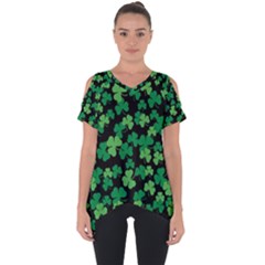 St  Patricks Day Clover Pattern Cut Out Side Drop Tee by Valentinaart
