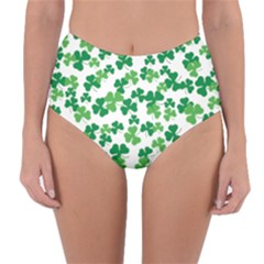 St  Patricks Day Clover Pattern Reversible High-waist Bikini Bottoms by Valentinaart