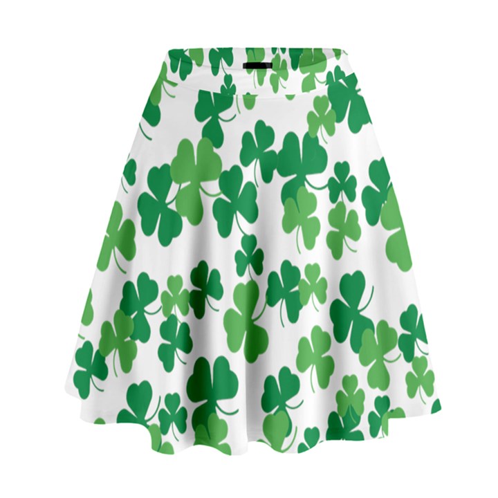 St. Patricks day clover pattern High Waist Skirt