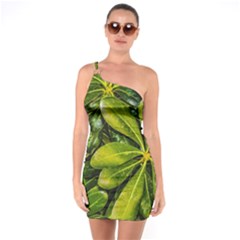 Top View Leaves One Soulder Bodycon Dress