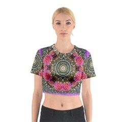 Roses In A Color Cascade Of Freedom And Peace Cotton Crop Top by pepitasart