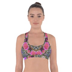 Roses In A Color Cascade Of Freedom And Peace Cross Back Sports Bra by pepitasart