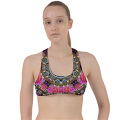 Roses In A Color Cascade Of Freedom And Peace Criss Cross Racerback Sports Bra by pepitasart