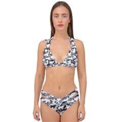 Black And White Catmouflage Camouflage Double Strap Halter Bikini Set by PodArtist