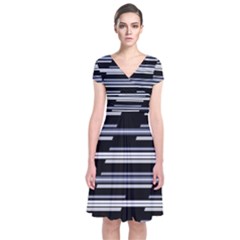 Skewed Stripes Pattern Design Short Sleeve Front Wrap Dress by dflcprints
