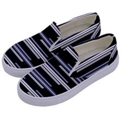 Skewed Stripes Pattern Design Kids  Canvas Slip Ons by dflcprints