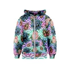 Floral Waves Kids  Zipper Hoodie by snowwhitegirl