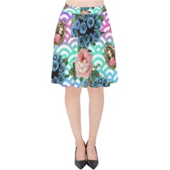 Floral Waves Velvet High Waist Skirt by snowwhitegirl