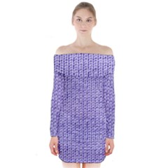 Knitted Wool Lilac Long Sleeve Off Shoulder Dress
