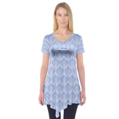 Damask Light Blue Short Sleeve Tunic  by snowwhitegirl