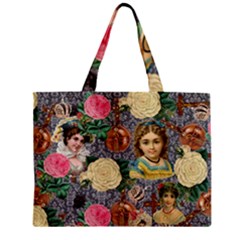 Damask Religious Victorian Grey Zipper Mini Tote Bag by snowwhitegirl