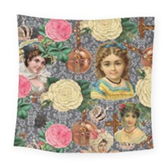 Damask Religious Victorian Grey Square Tapestry (large)