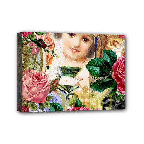 Little Girl Victorian Collage Mini Canvas 7  X 5  by snowwhitegirl