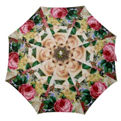 Little Girl Victorian Collage Straight Umbrellas by snowwhitegirl