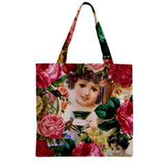 Little Girl Victorian Collage Zipper Grocery Tote Bag