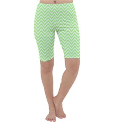 Green Chevron Cropped Leggings  by snowwhitegirl