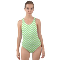 Green Chevron Cut-out Back One Piece Swimsuit by snowwhitegirl