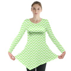 Green Chevron Long Sleeve Tunic  by snowwhitegirl