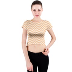 Orange Chevron Crew Neck Crop Top