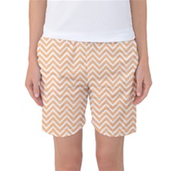 Orange Chevron Women s Basketball Shorts by snowwhitegirl