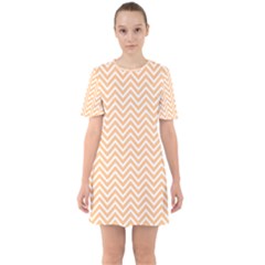 Orange Chevron Sixties Short Sleeve Mini Dress by snowwhitegirl