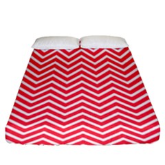 Red Chevron Fitted Sheet (King Size)