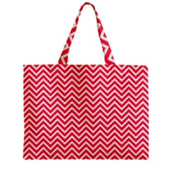 Red Chevron Zipper Mini Tote Bag