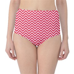 Red Chevron High-Waist Bikini Bottoms