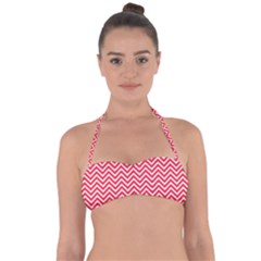 Red Chevron Halter Bandeau Bikini Top by snowwhitegirl