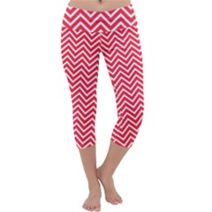 Red Chevron Capri Yoga Leggings