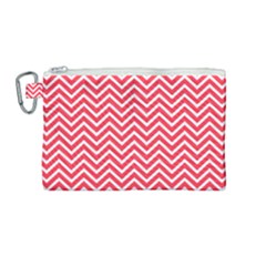 Red Chevron Canvas Cosmetic Bag (Medium)