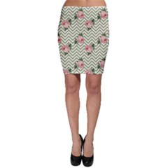 Green Chevron Rose Bodycon Skirt by snowwhitegirl