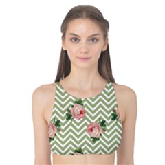 Green Chevron Rose Tank Bikini Top by snowwhitegirl