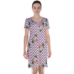 Violet Chevron Rose Short Sleeve Nightdress