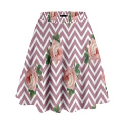 Violet Chevron Rose High Waist Skirt by snowwhitegirl