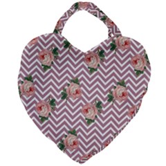 Violet Chevron Rose Giant Heart Shaped Tote