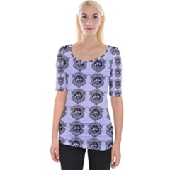 Three Women Blue Wide Neckline Tee