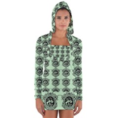 Three Women Green Long Sleeve Hooded T-shirt