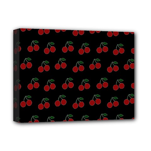 Cherries Black Deluxe Canvas 16  X 12  