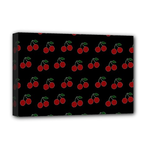 Cherries Black Deluxe Canvas 18  X 12  