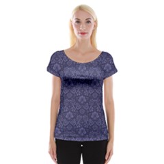 Damask Purple Cap Sleeve Tops