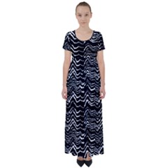 Dark Abstract Pattern High Waist Short Sleeve Maxi Dress by dflcprints