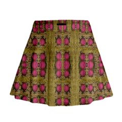 Bloom In Gold Shine And You Shall Be Strong Mini Flare Skirt by pepitasart