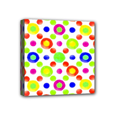 Multicolored Circles Motif Pattern Mini Canvas 4  X 4  by dflcprints