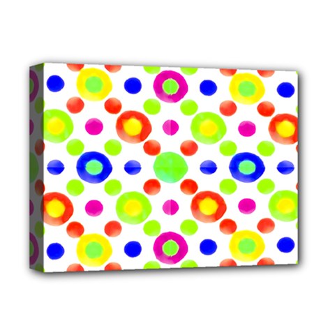 Multicolored Circles Motif Pattern Deluxe Canvas 16  X 12   by dflcprints