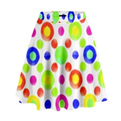 Multicolored Circles Motif Pattern High Waist Skirt by dflcprints