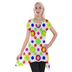 Multicolored Circles Motif Pattern Short Sleeve Side Drop Tunic by dflcprints