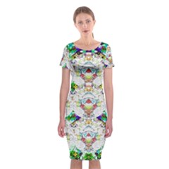 Nine Little Cartoon Dogs In The Green Grass Classic Short Sleeve Midi Dress by pepitasart